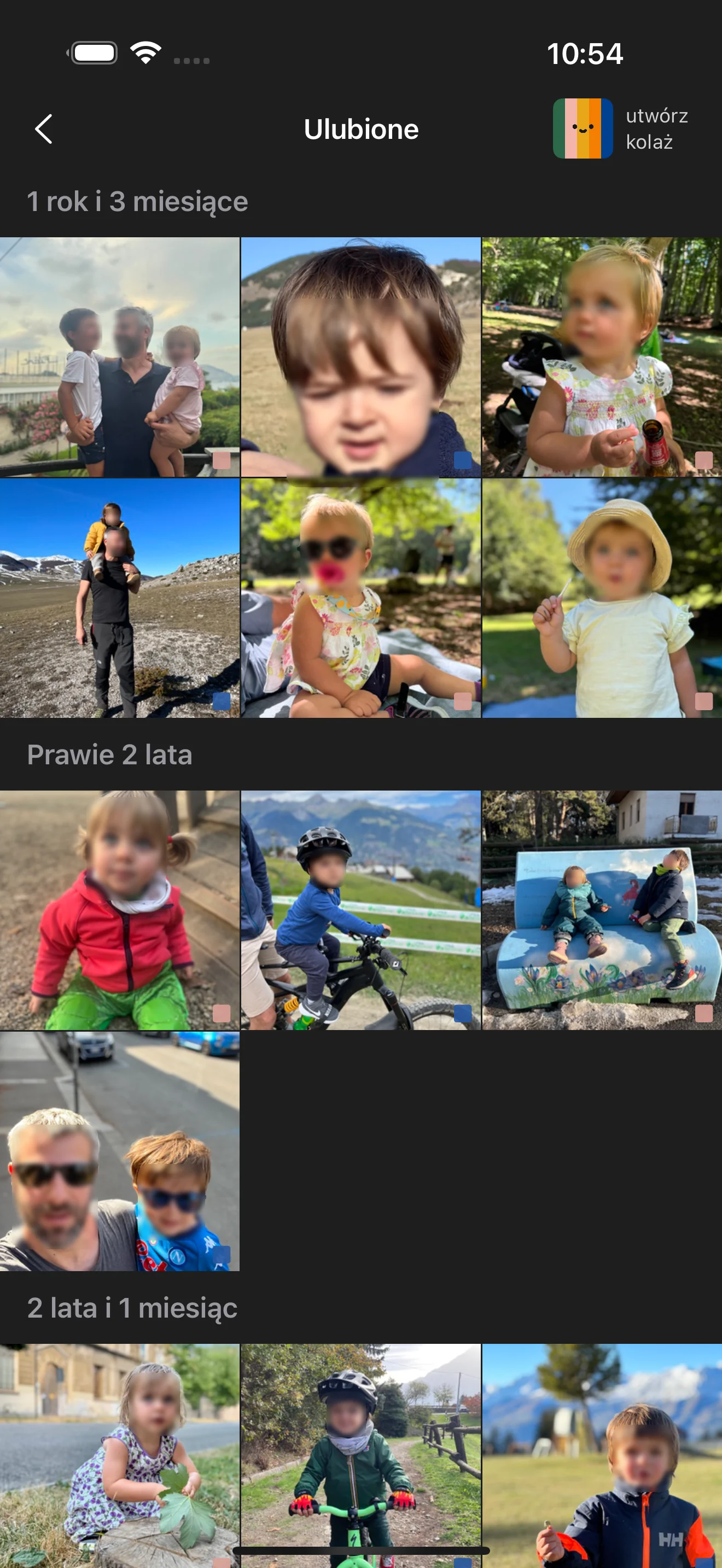 Oś czasu ulubionych ze specjalnymi chwilami